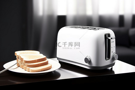 面包咖啡桌子背景图片_新型电子面包机