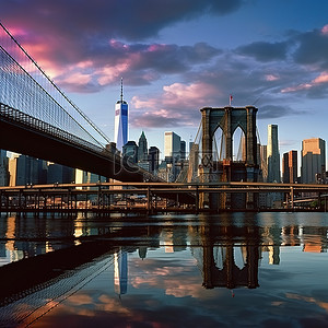 美国大桥背景图片_布鲁克林大桥照片