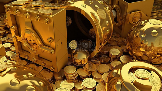 密码盒背景图片_受金币保护的金融安全插画