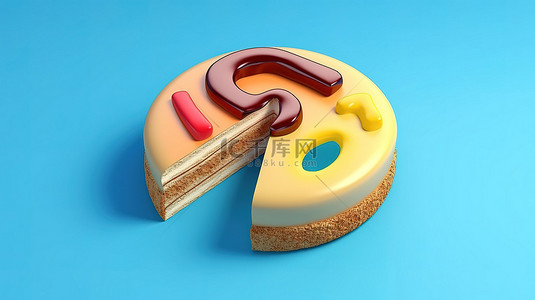 3d 渲染蓝色背景与半甜甜圈饼图