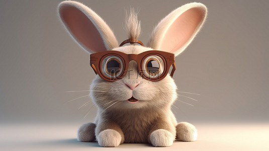 3d 渲染中的可爱兔子