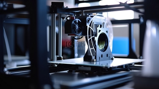 正在运行的自动三维 3D 打印机的特写