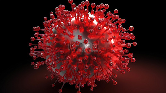 中医疗背景图片_3d 渲染中的红色病毒