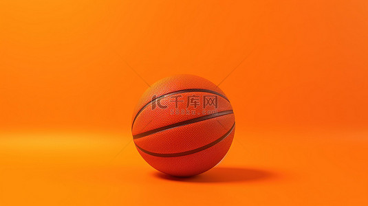 3d 在充满活力的橙色背景上呈现橙色篮球