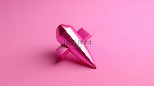粉红色背景的 3D 渲染插图，带有简单的鼠标箭头符号供单击