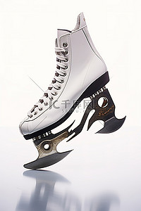 停放的溜冰鞋，刀片与白色相衬