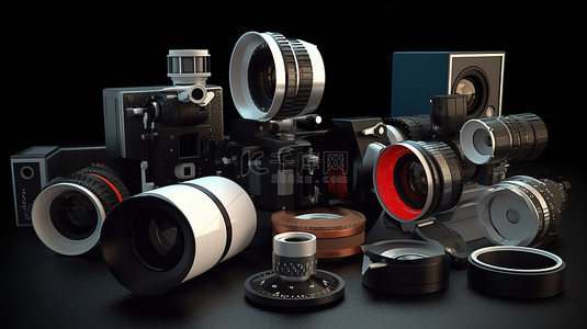 电影行业背景图片_用于制作 3D 电影的设备摄像机电影院和电影组件