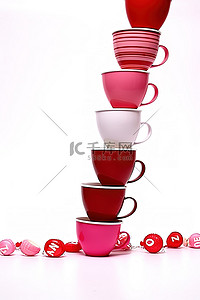 粉色背景杯子背景图片_爱在红色红色和粉色的杯子里