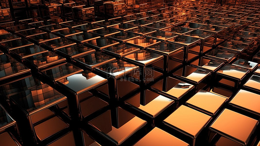 块状的背景图片_抽象 3D 插图中的金属立方体