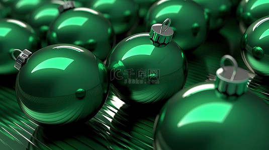 节日贺卡绿色背景图片_节日绿色圣诞饰品的 3d 渲染