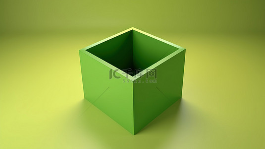 立方体容器背景图片_没有内容的立方体绿色盒子的 3D 渲染