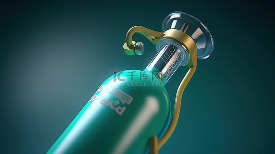 专为急救肺治疗设计的特写氧气罐的 3D 渲染