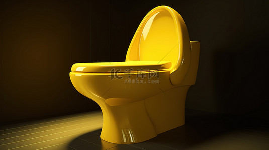孤立的 3D 黄色瓷厕所，带衣柜和座椅插图