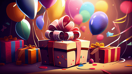 生日气球礼物背景