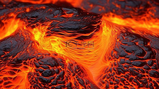火热的岩浆纹理熔岩的动态 3D 渲染