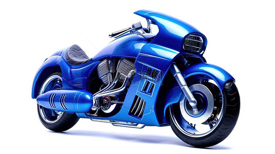 运动骑背景图片_蓝色白色背景超级运动摩托车的 3D 插图