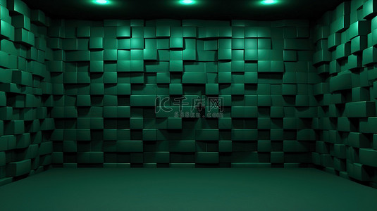深绿色 3D 墙，打造引人注目的背景或壁纸