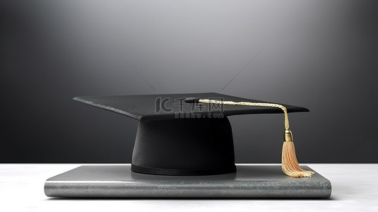 黑帽背景图片_空白黑板背景上的毕业帽非常适合定制设计 3D 渲染