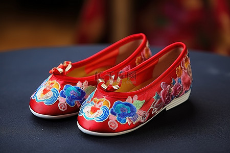 中国儿童背景图片_中国传统儿童红鞋