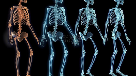 骨骼的四角度 3d 渲染综合医学图