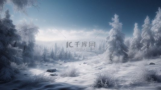 打雪仗卡通背景图片_雪松雪地冬日背景