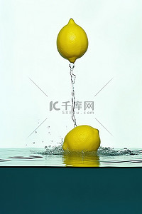 水中柠檬背景图片_柠檬正在把她的脸浸入水中
