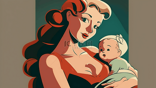 孩子和母亲背景图片_母亲节波普风格插画背景