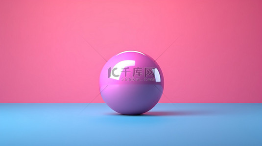 泡泡蓝色背景背景图片_蓝色背景，带有 3D 渲染的粉色球形球