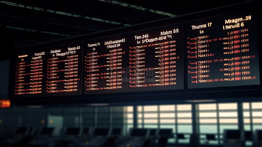 3d 渲染的经济舱机场航站楼招牌插图