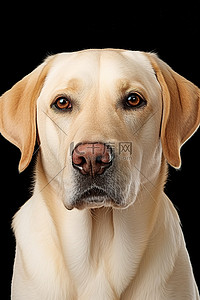 一只黄色拉布拉多犬坐在白色背景上