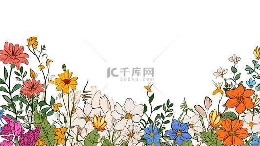 水墨粉色背景图片_花卉百日菊白兰花长寿花