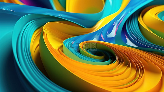 梯度几何抽象渐变背景图片_明亮而现代的抽象墙纸彩色 3d 渲染在黄色和蓝色的阴影中