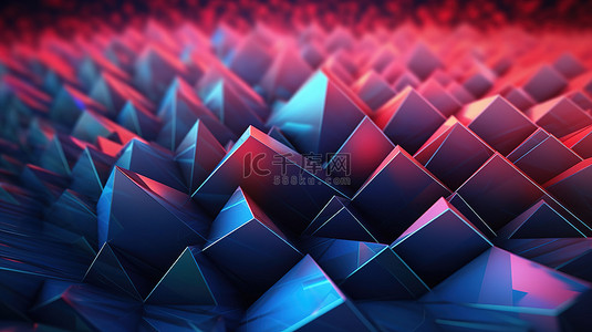 创新的 3D 插图，具有基于技术的抽象三角形背景