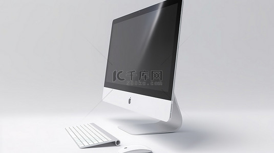 imac背景图片_imac 风格的计算机显示器 3d 渲染与空白屏幕和白色背景上的复制空间