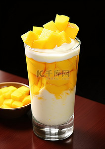 芒果汁背景图片_甜点 牛奶甜点 芒果甜