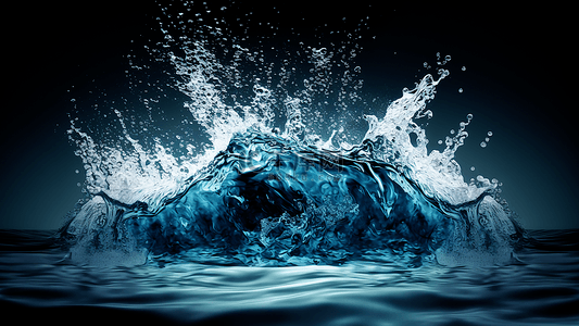 蓝色水纹水波背景图片_水蓝色水面水花溅起水珠