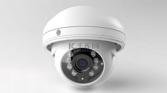 在白色上隔离，白色闭路电视摄像机或安全摄像机的 3d 渲染