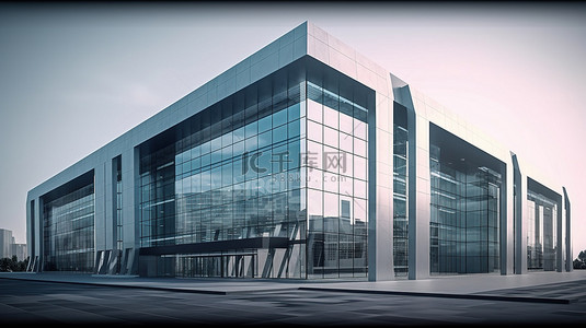 商業大廈背景图片_企业企业当代房地产结构的 3D 渲染
