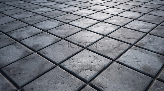 道路路面背景图片_3D 渲染中的灰色石材混凝土方形路面瓷砖