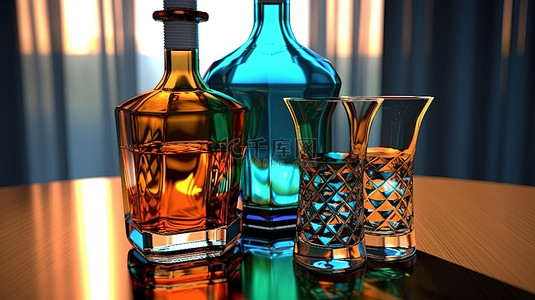 红和黑和白背景图片_一组玻璃器皿和瓶子的 3D 渲染