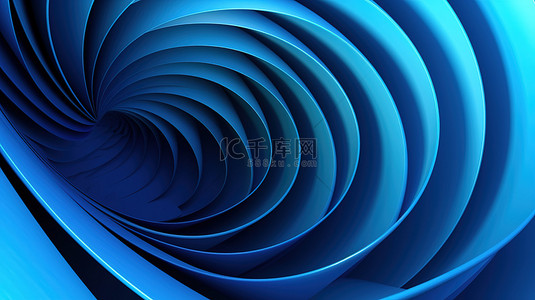 简单背景上蓝色几何螺旋线的优雅 3D 插图，非常适合商业和企业模板