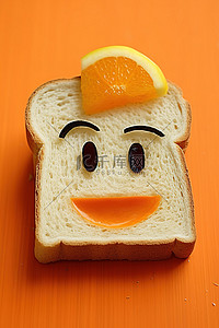 一片面包被切成可爱的脸和脸