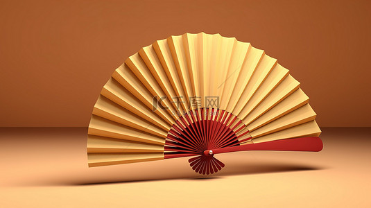 竹文化背景图片_3d 渲染的日本折叠风扇