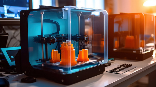 实验室中的 3D 打印过程电子三维塑料打印机