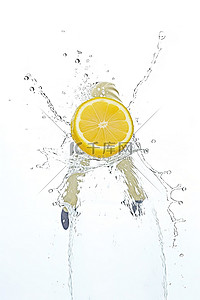 黄色柠檬与水溅