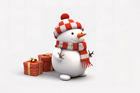 围巾可爱背景图片_带着大帽子和围巾的白色雪人 PNG