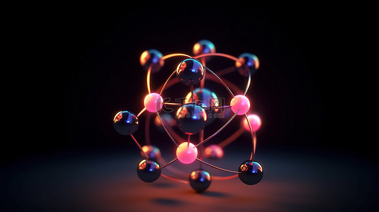 象征科学概念的原子分子图标的 3d 渲染