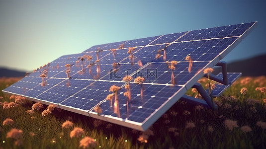 城市太阳能背景图片_3d 渲染中太阳能概念的插图