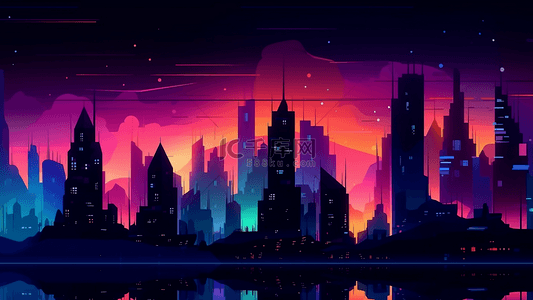 城市霓虹夜景背景