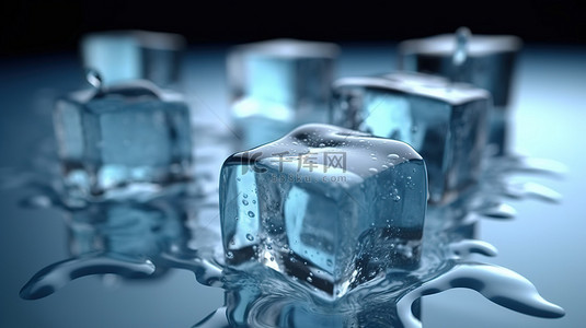 夸张的动作背景图片_慢动作融化纯冰块的壮观 3d 动画